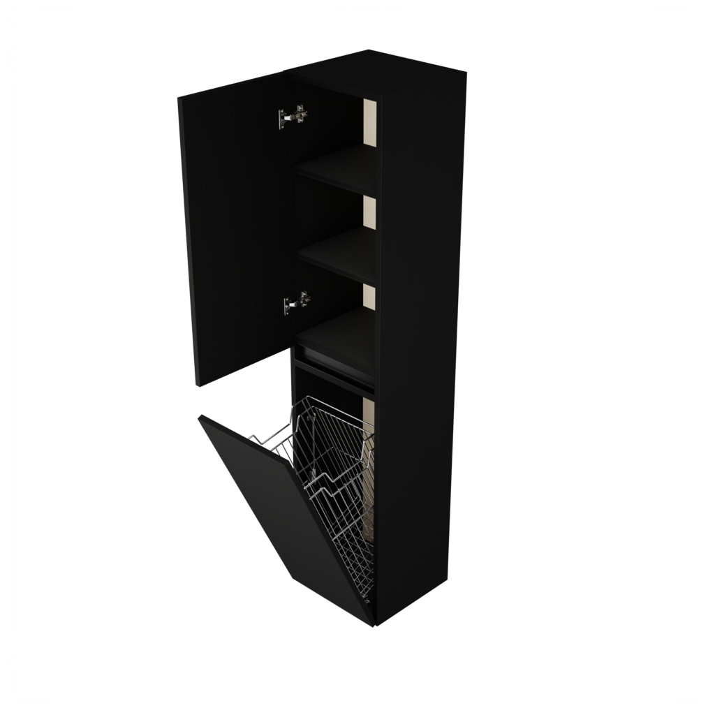 Zeist hogekast met wasmand (Houtlook zwart) 3