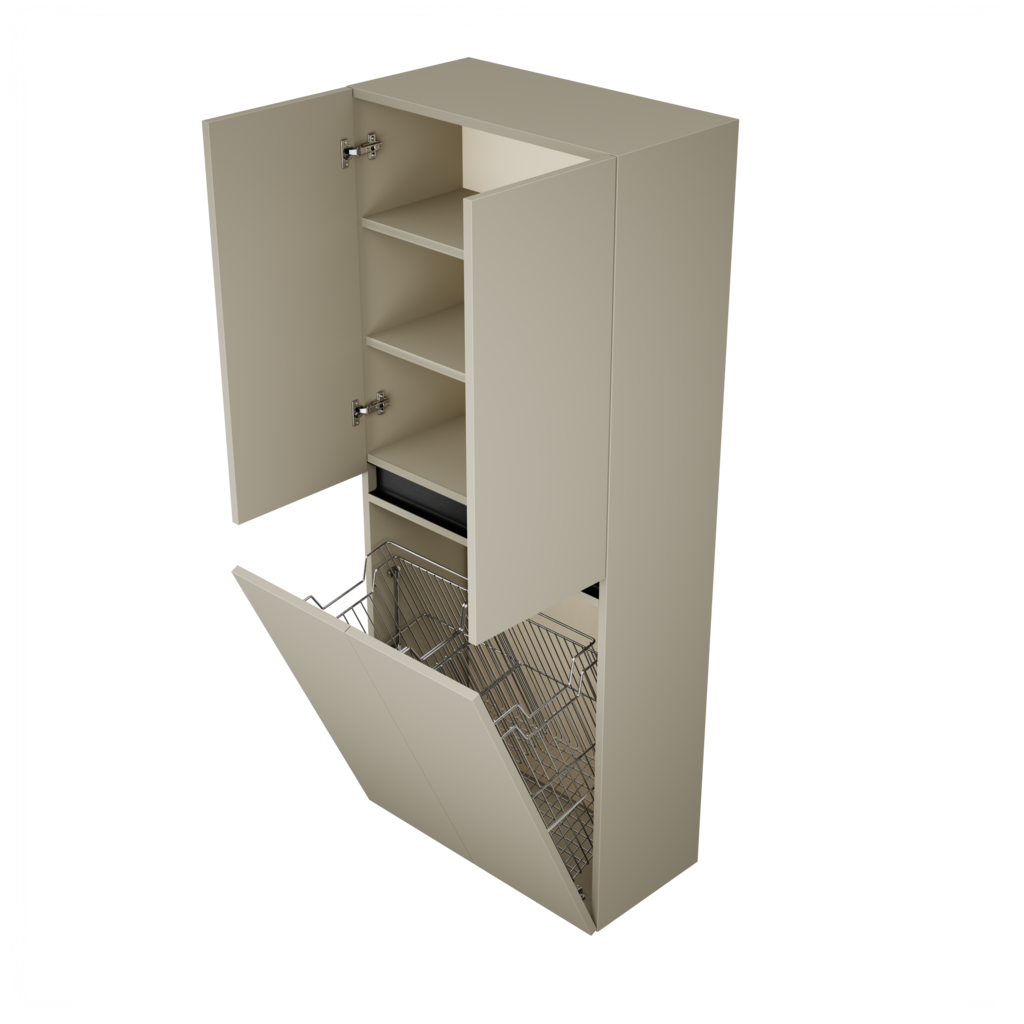 Zeist dubbele hogekast met wasmand (Taupe) 3