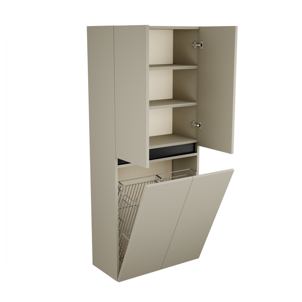 Zeist dubbele hogekast met wasmand (Taupe) 5