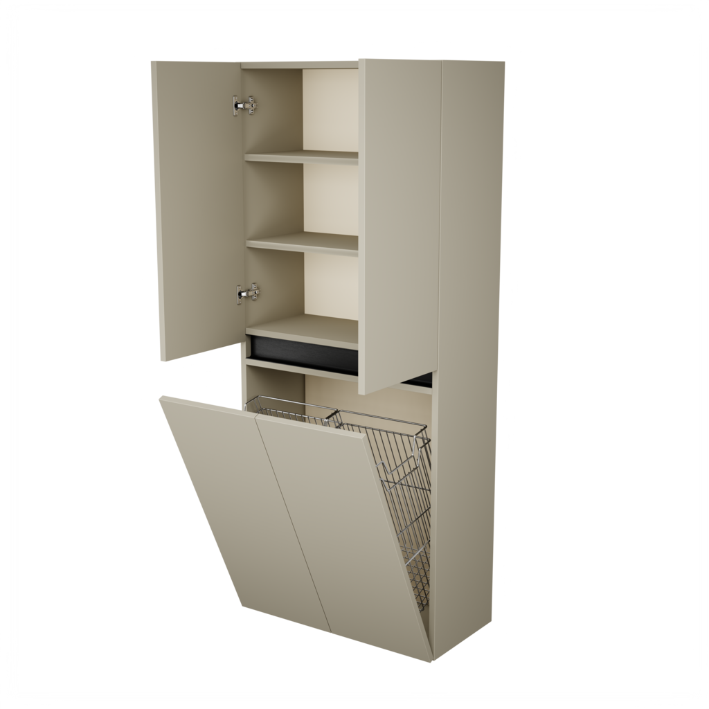 Zeist dubbele hogekast met wasmand (Taupe) 7