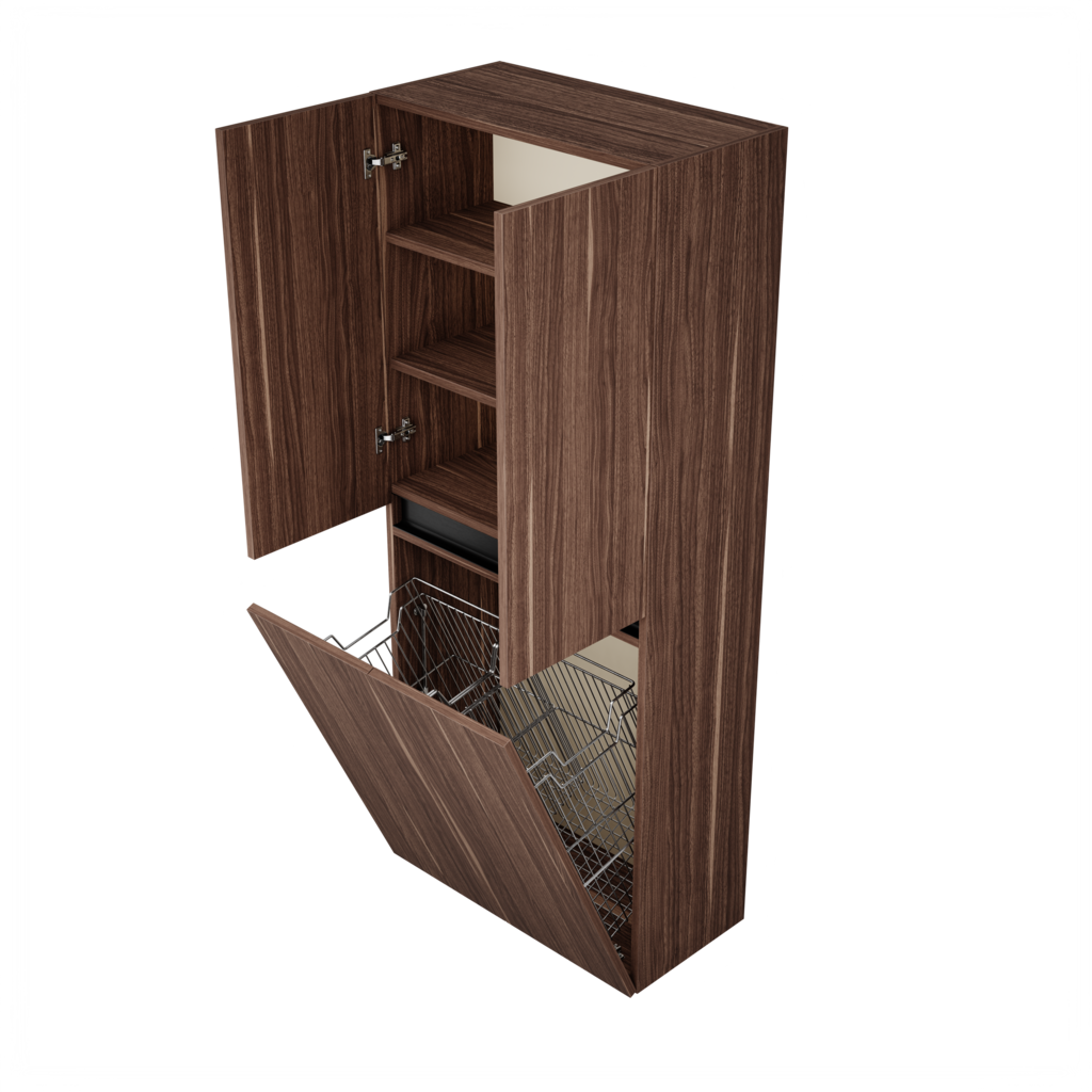 Zeist dubbele hogekast met wasmand (Walnoot) 3