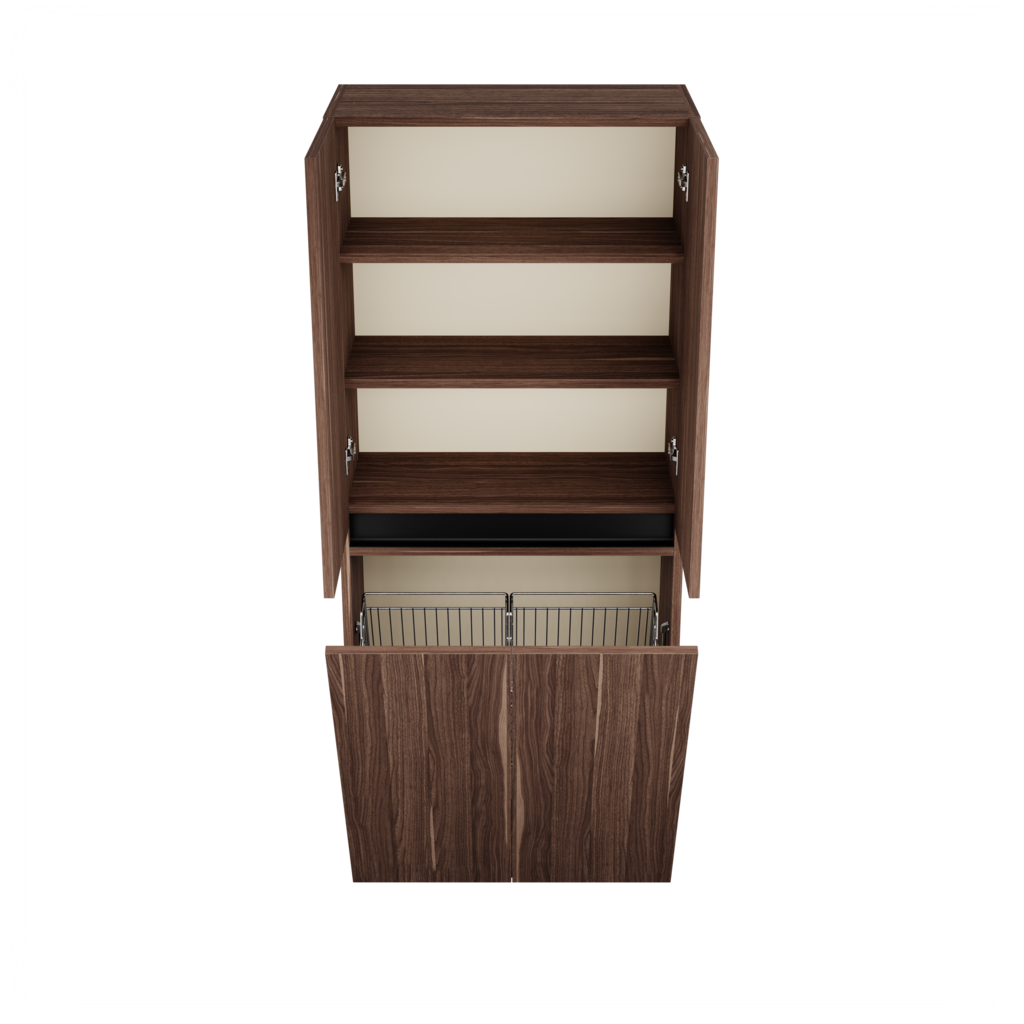 Zeist dubbele hogekast met wasmand (Walnoot) 11