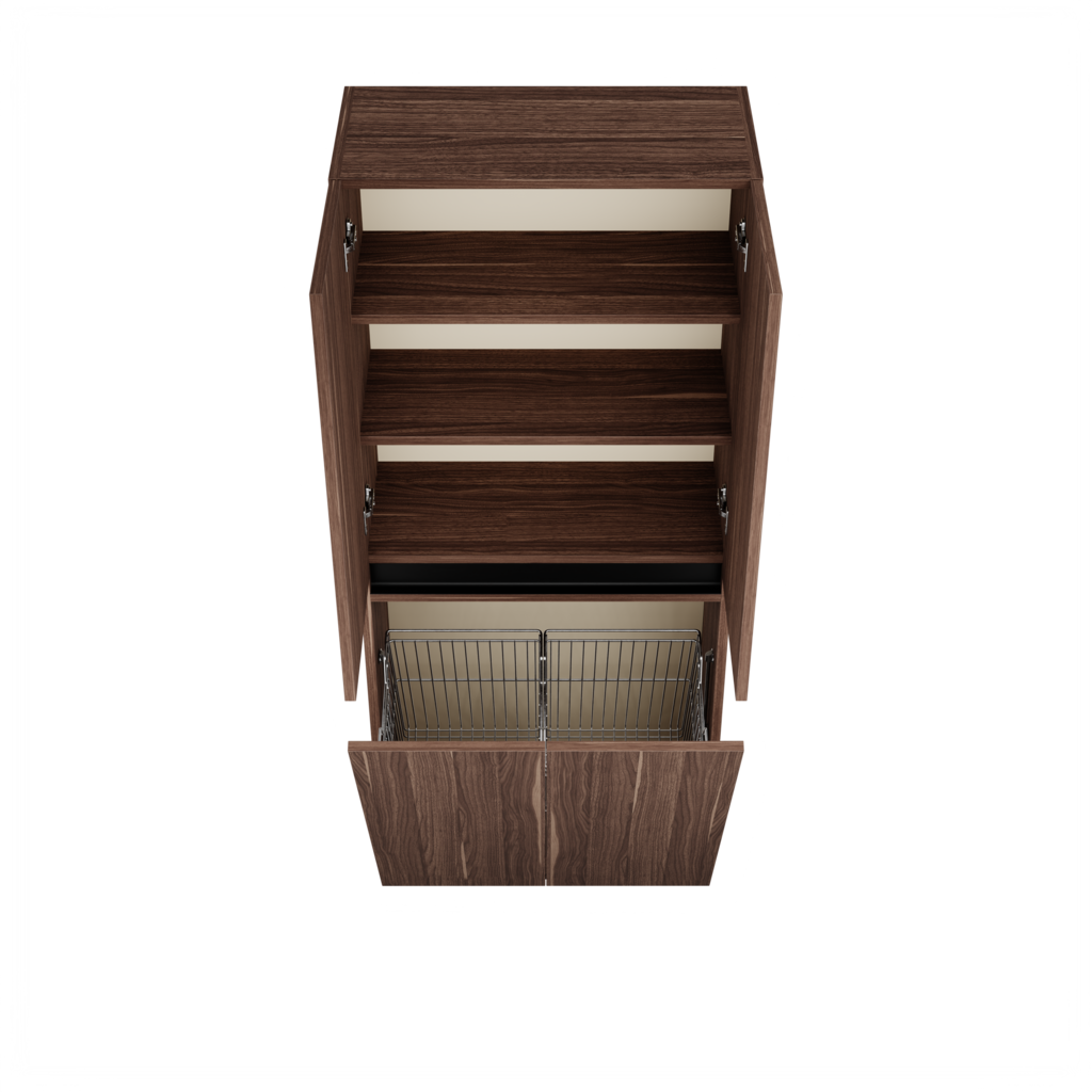 Zeist dubbele hogekast met wasmand (Walnoot) 13