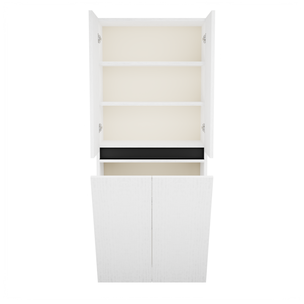 Zeist dubbele hogekast met wasmand (Houtlook wit) 9