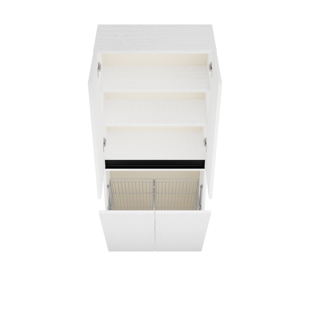 Zeist dubbele hogekast met wasmand (Houtlook wit) 13