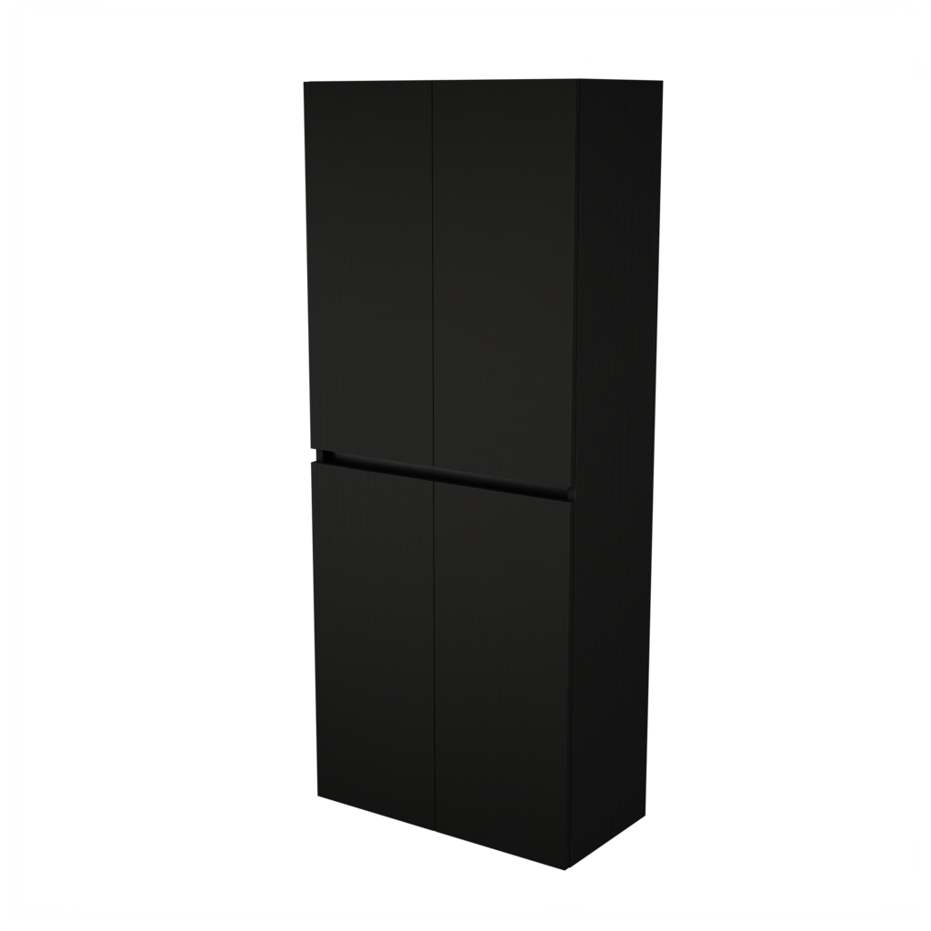 Zeist dubbele hogekast met wasmand (Houtlook zwart) 8