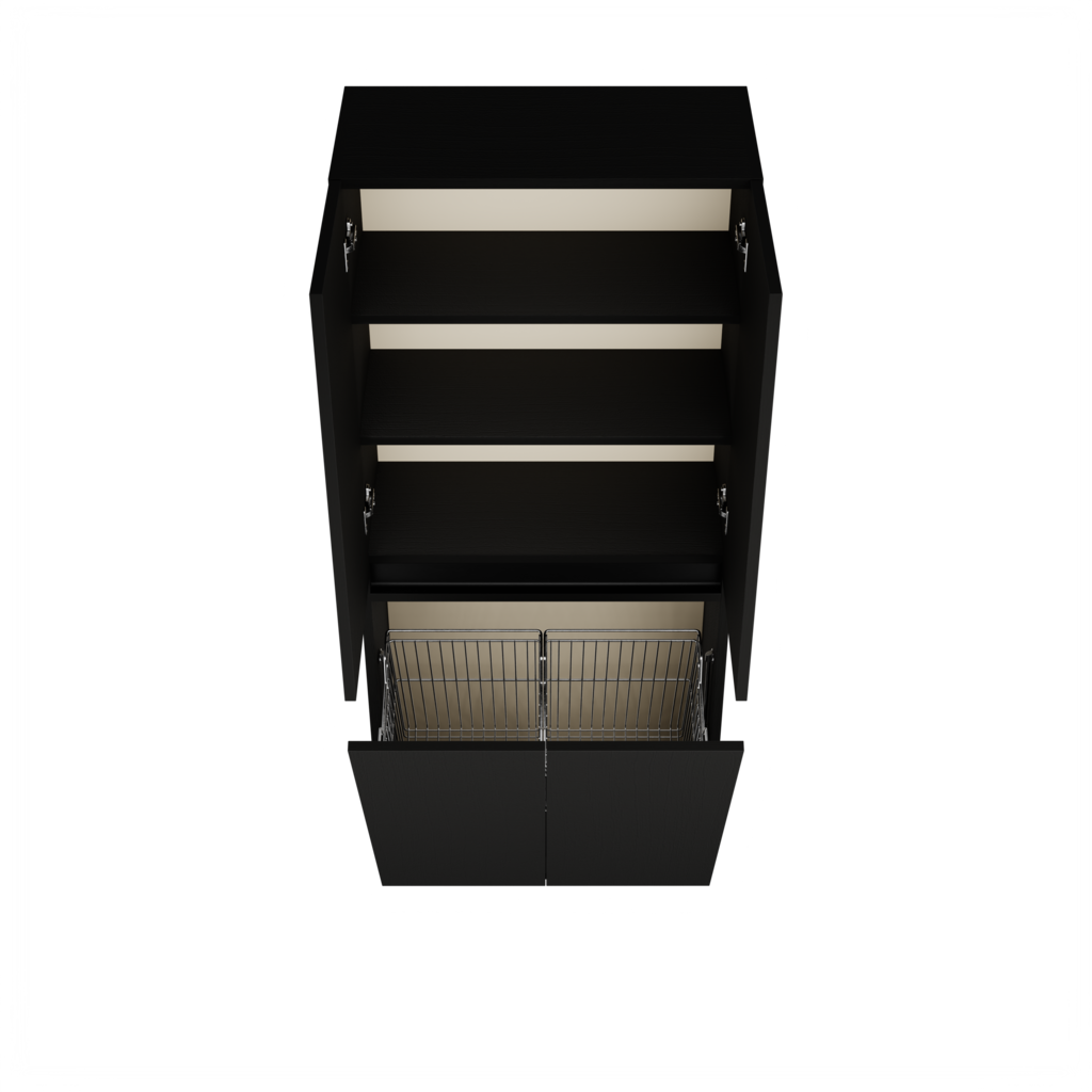 Zeist dubbele hogekast met wasmand (Houtlook zwart) 13