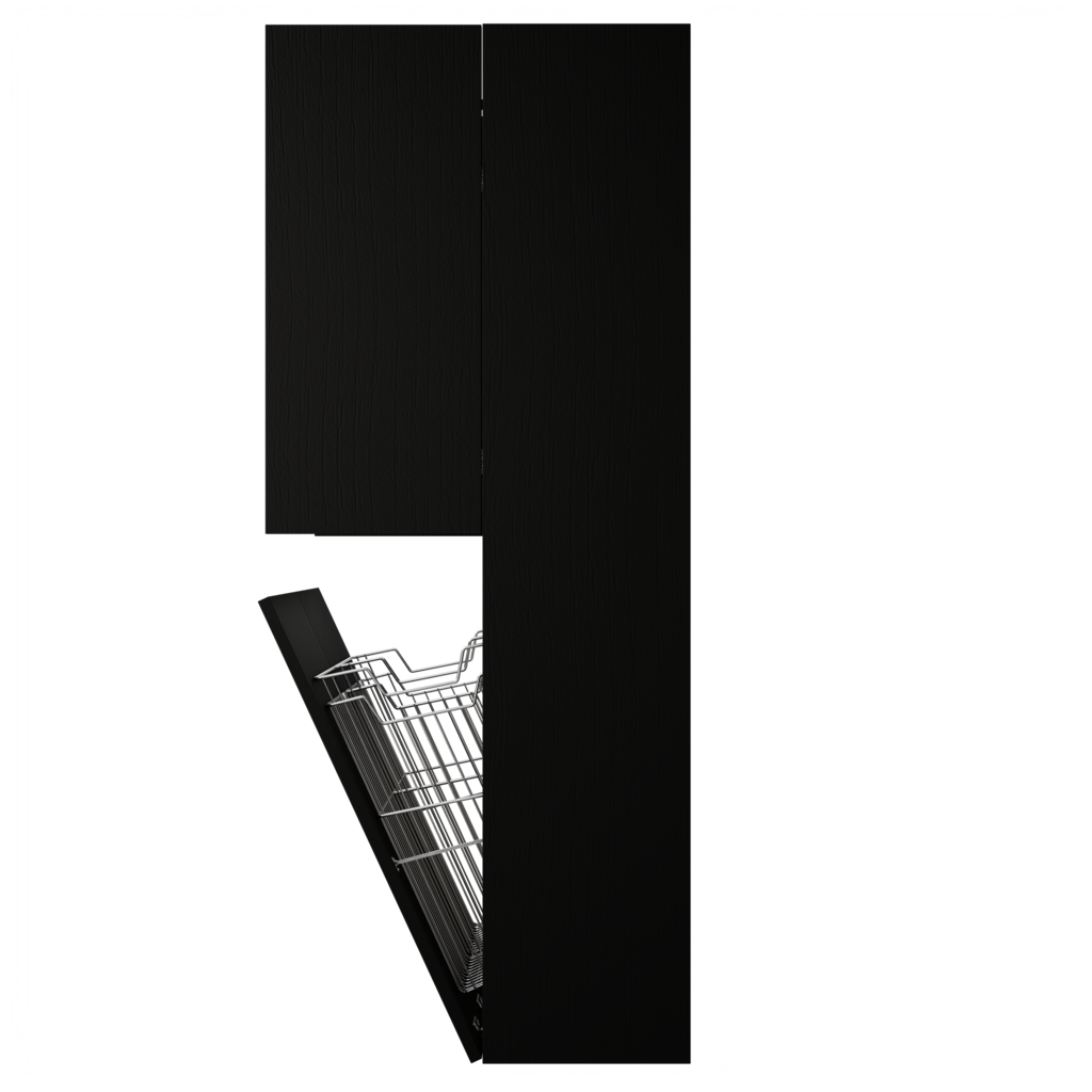 Zeist dubbele hogekast met wasmand (Houtlook zwart) 15