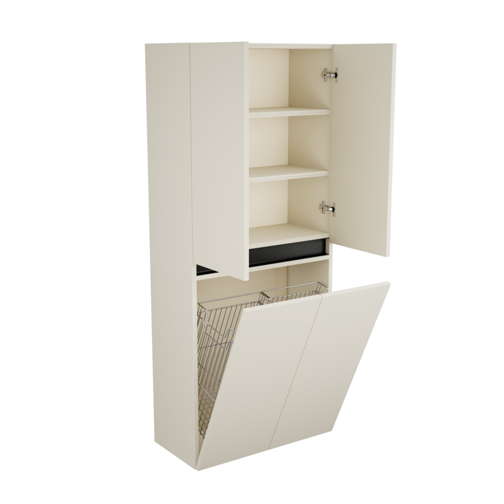 Zeist dubbele hogekast met wasmand (Greige) 5
