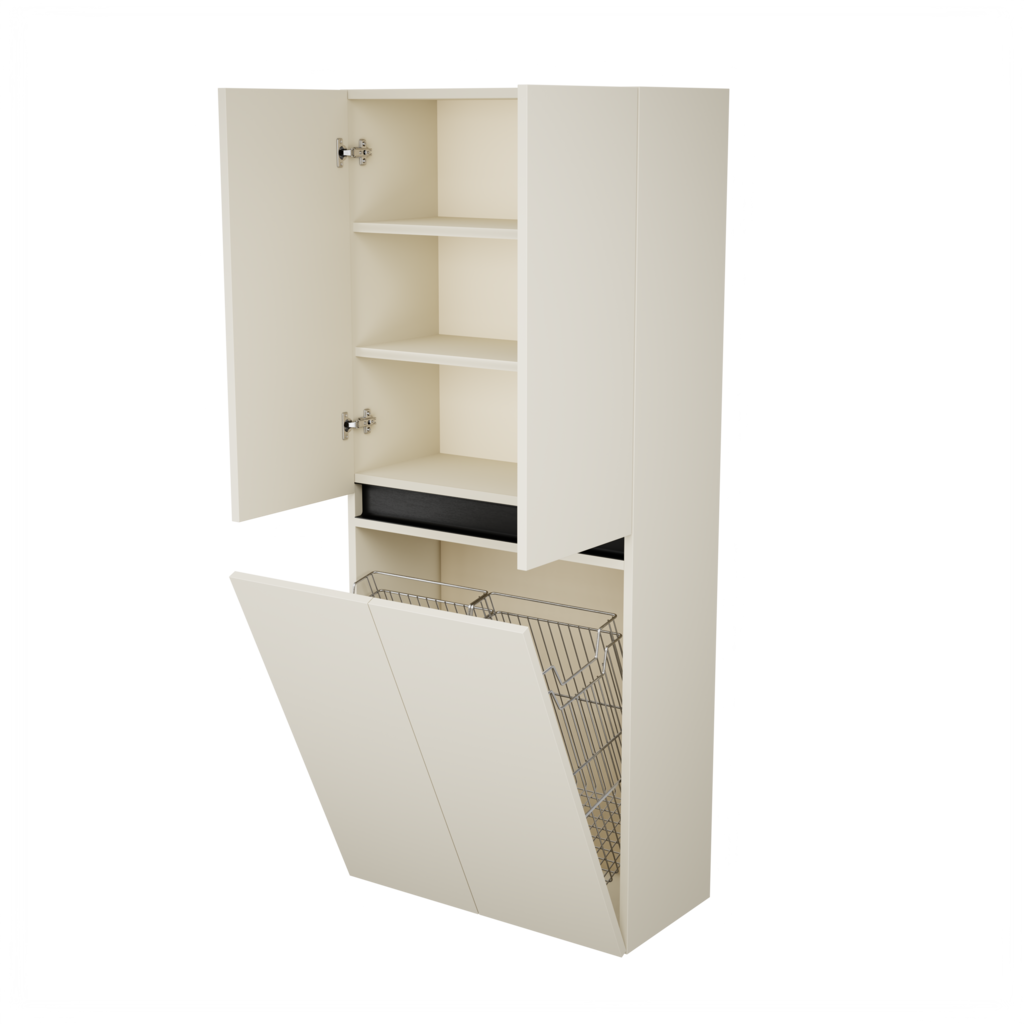 Zeist dubbele hogekast met wasmand (Greige) 7