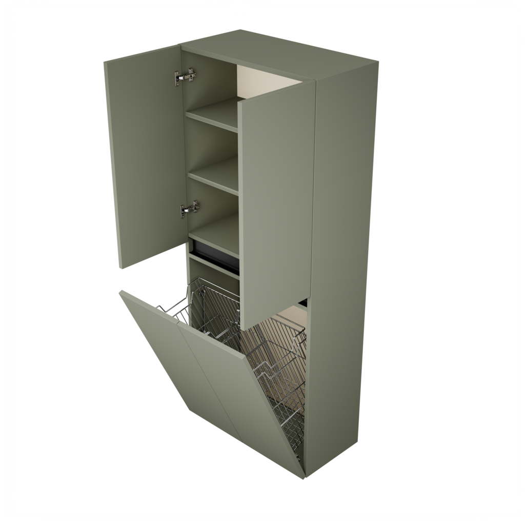 Zeist dubbele hogekast met wasmand (Saliegroen) 3