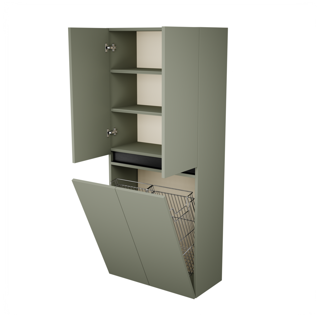 Zeist dubbele hogekast met wasmand (Saliegroen) 7