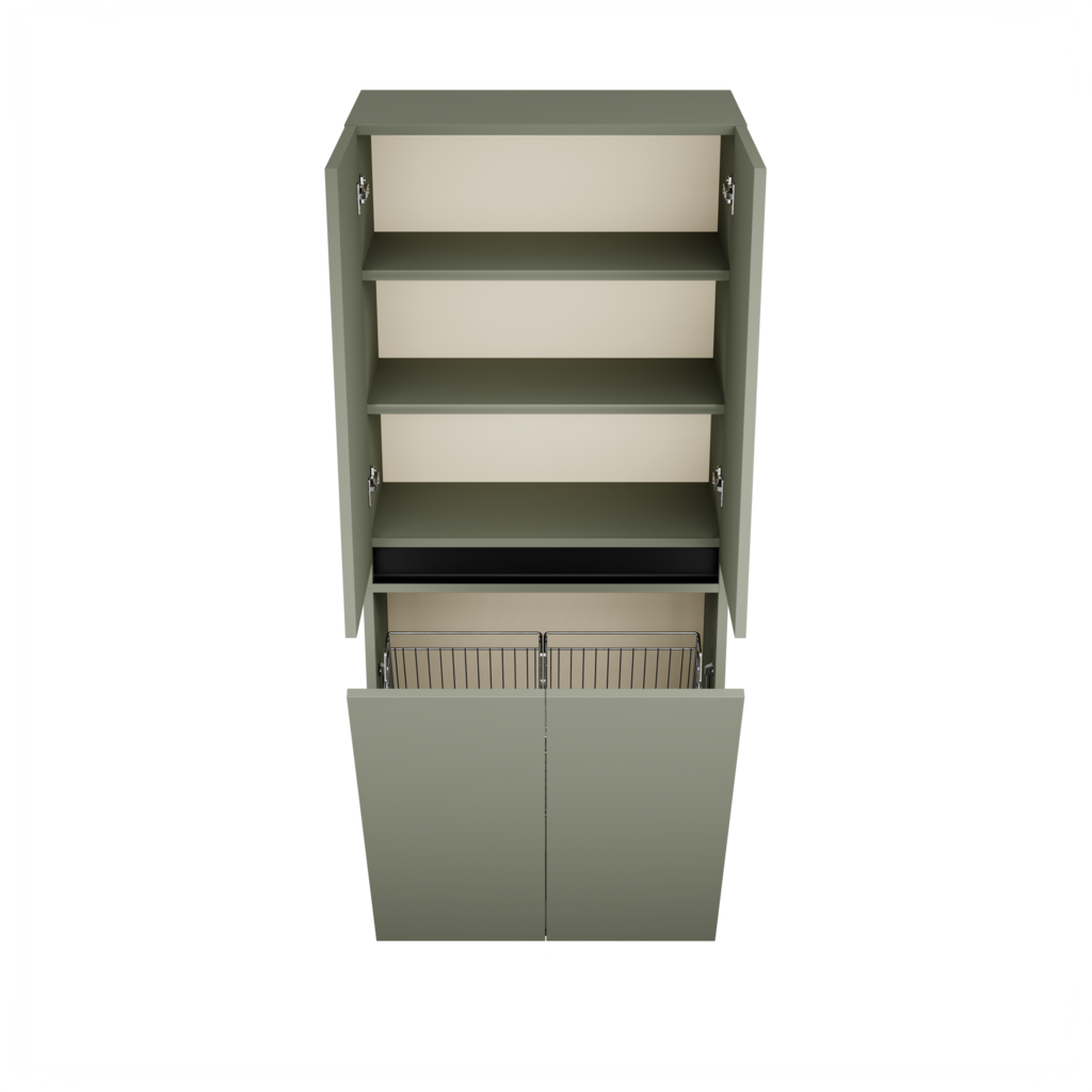 Zeist dubbele hogekast met wasmand (Saliegroen) 11