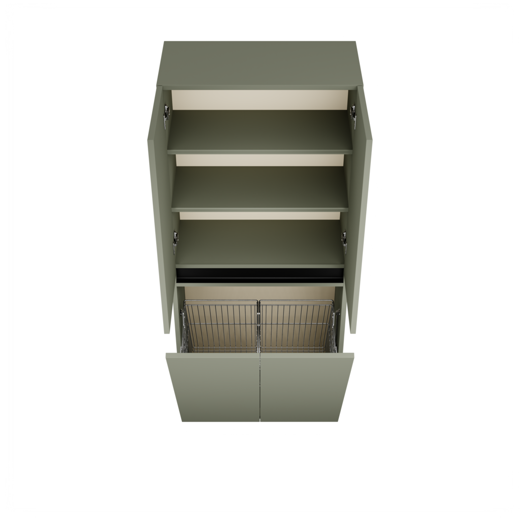 Zeist dubbele hogekast met wasmand (Saliegroen) 13