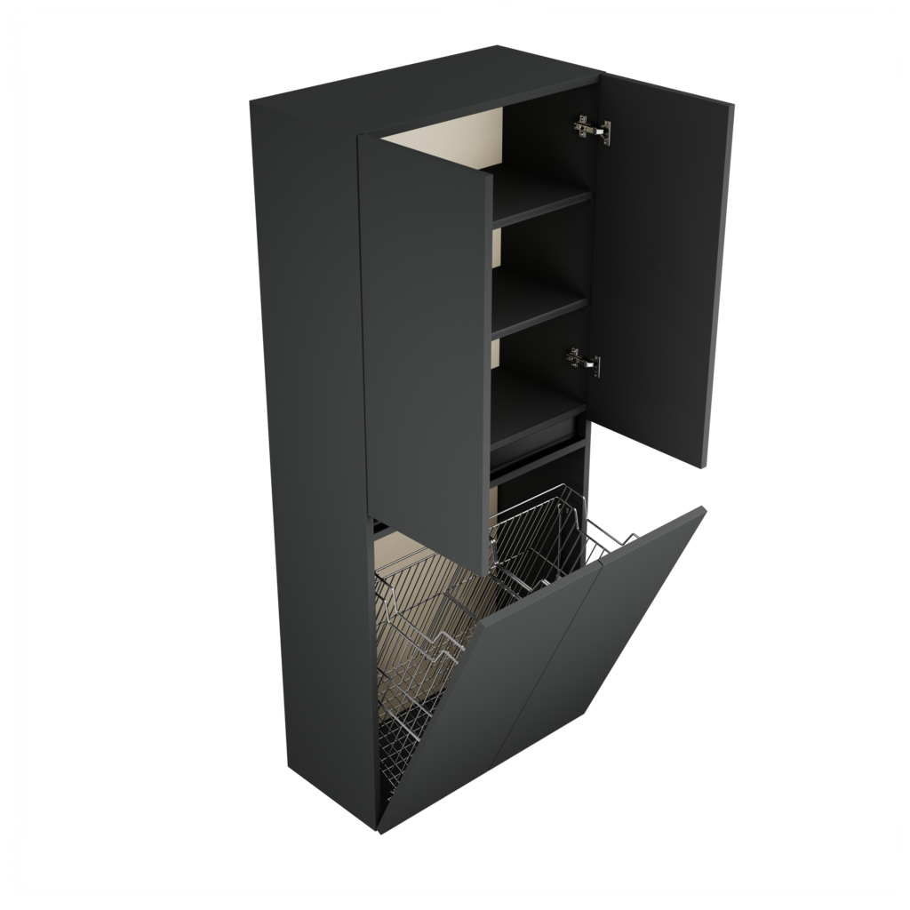 Zeist dubbele hogekast met wasmand (Donkergrijs) 1