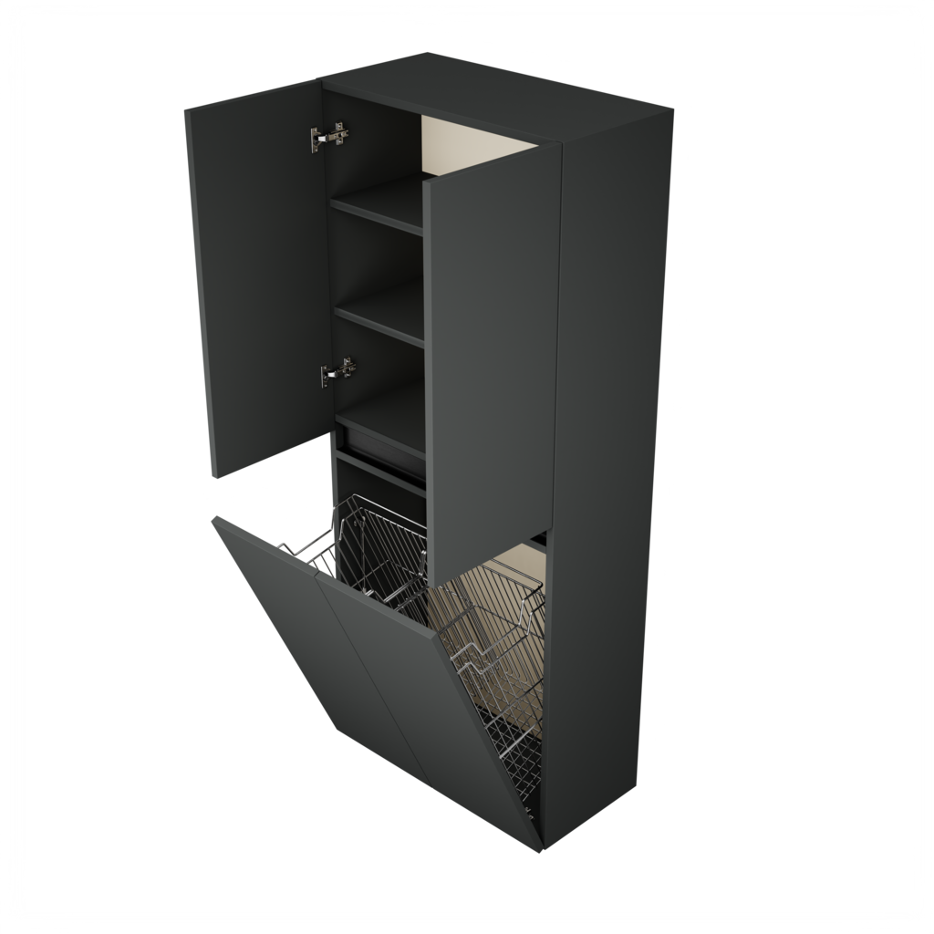 Zeist dubbele hogekast met wasmand (Donkergrijs) 3