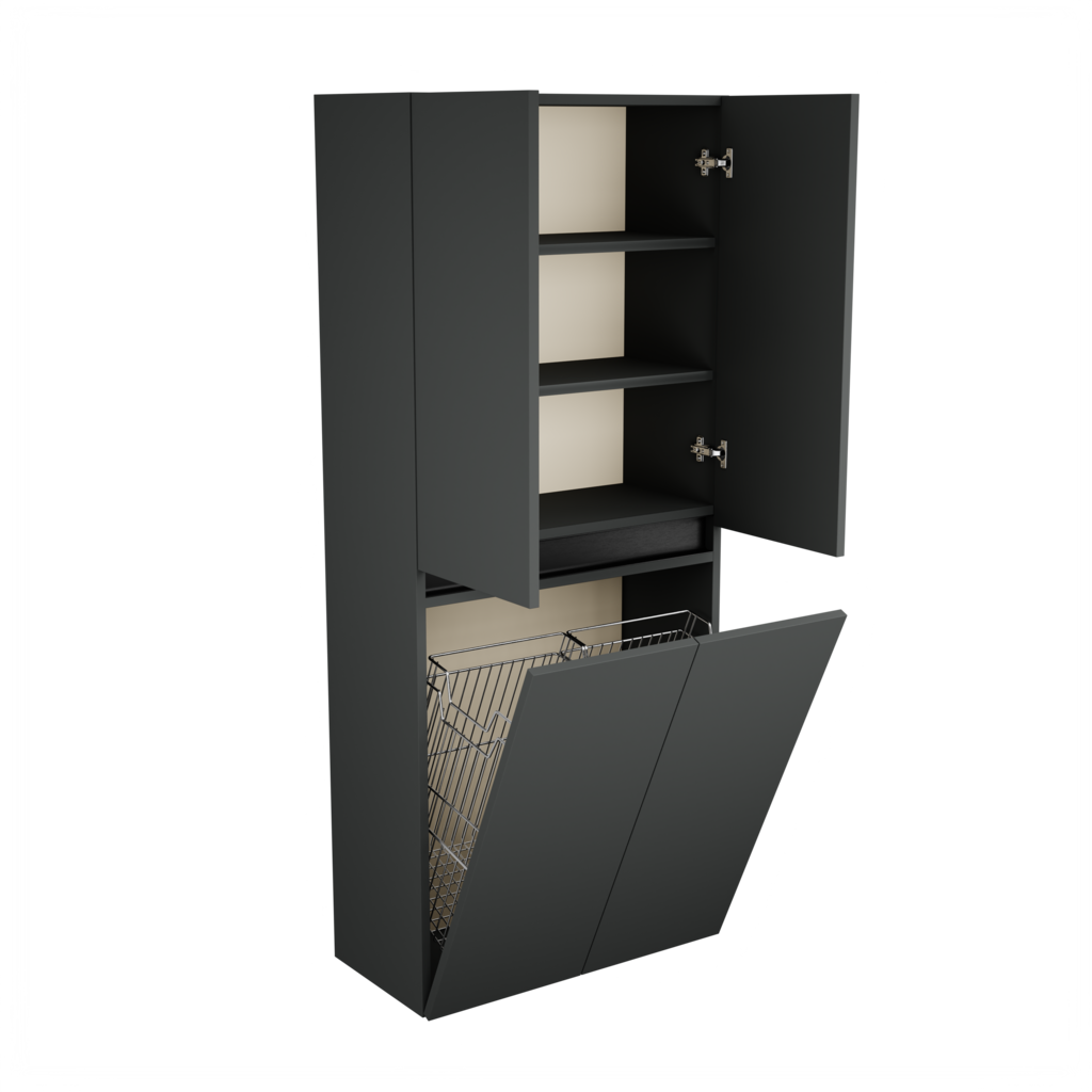 Zeist dubbele hogekast met wasmand (Donkergrijs) 5