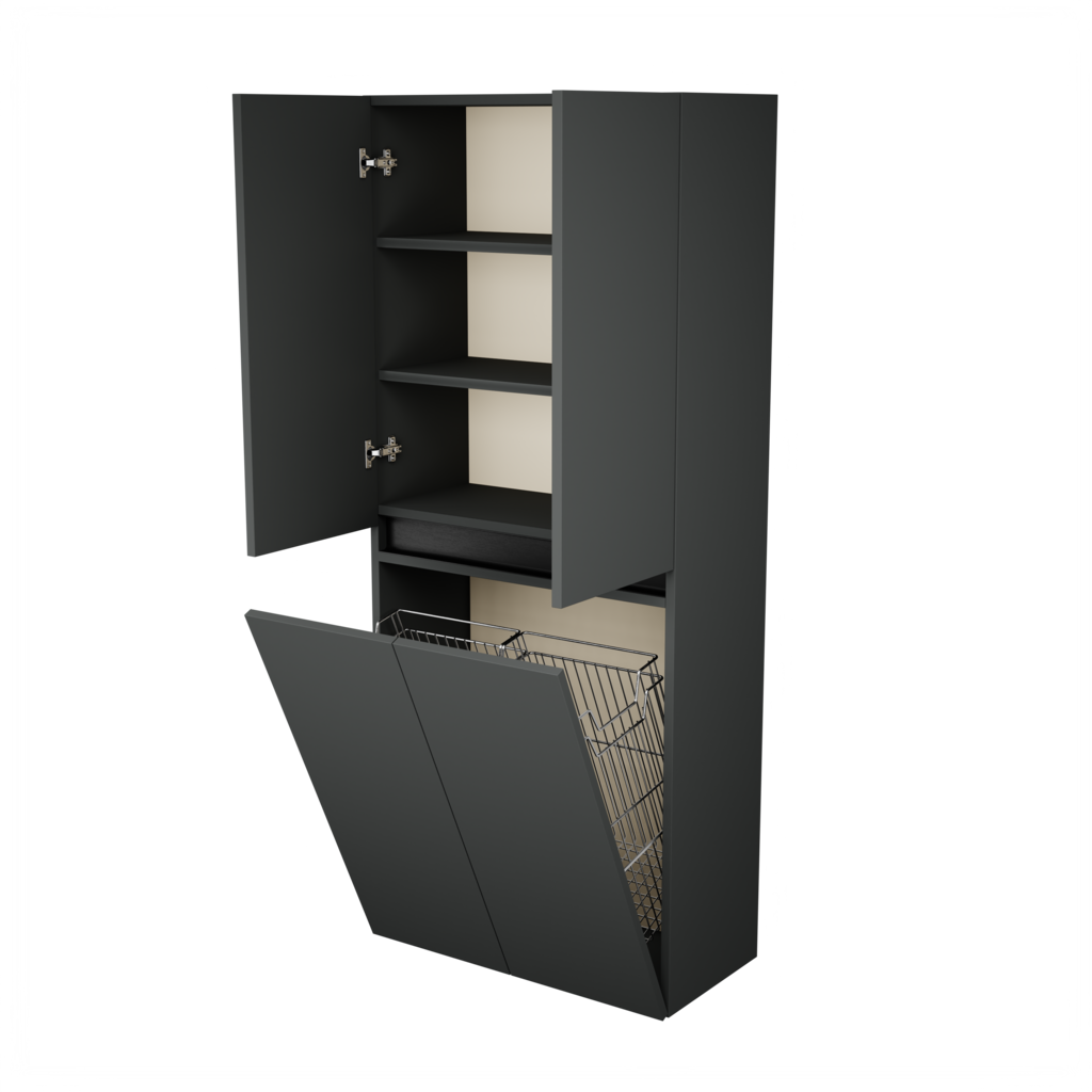 Zeist dubbele hogekast met wasmand (Donkergrijs) 7