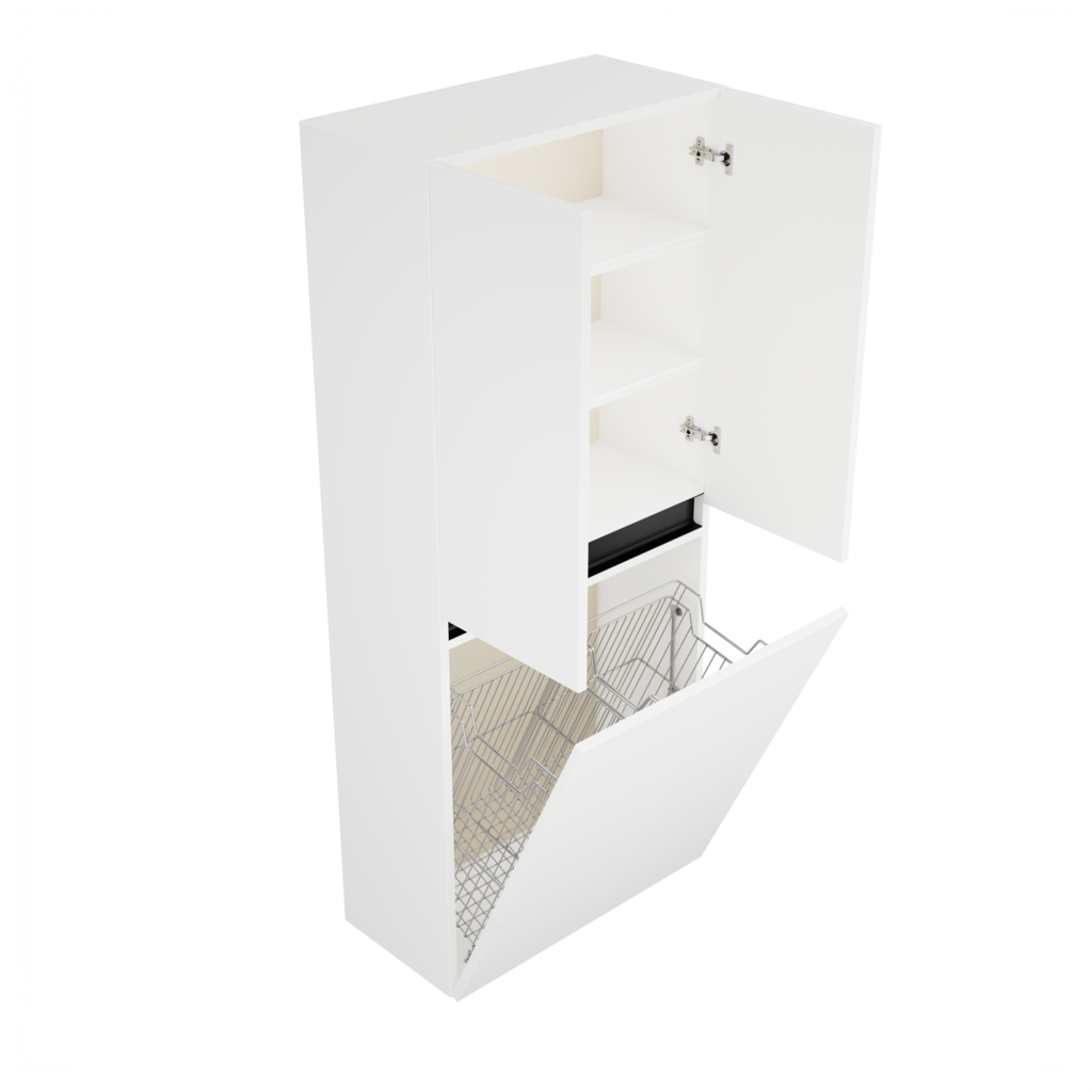 Zeist dubbele hogekast met wasmand (Hoogglans wit) 1