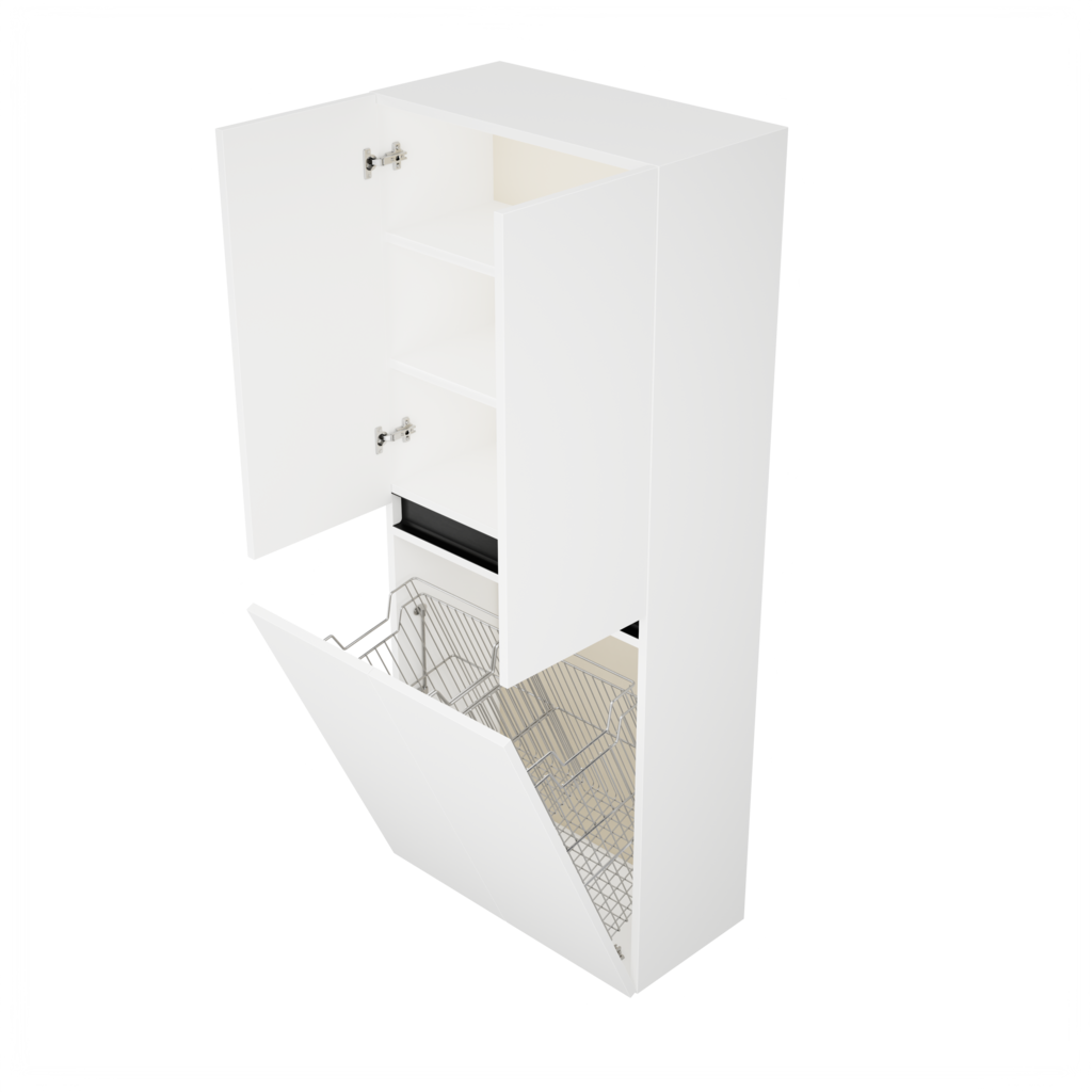 Zeist dubbele hogekast met wasmand (Hoogglans wit) 3