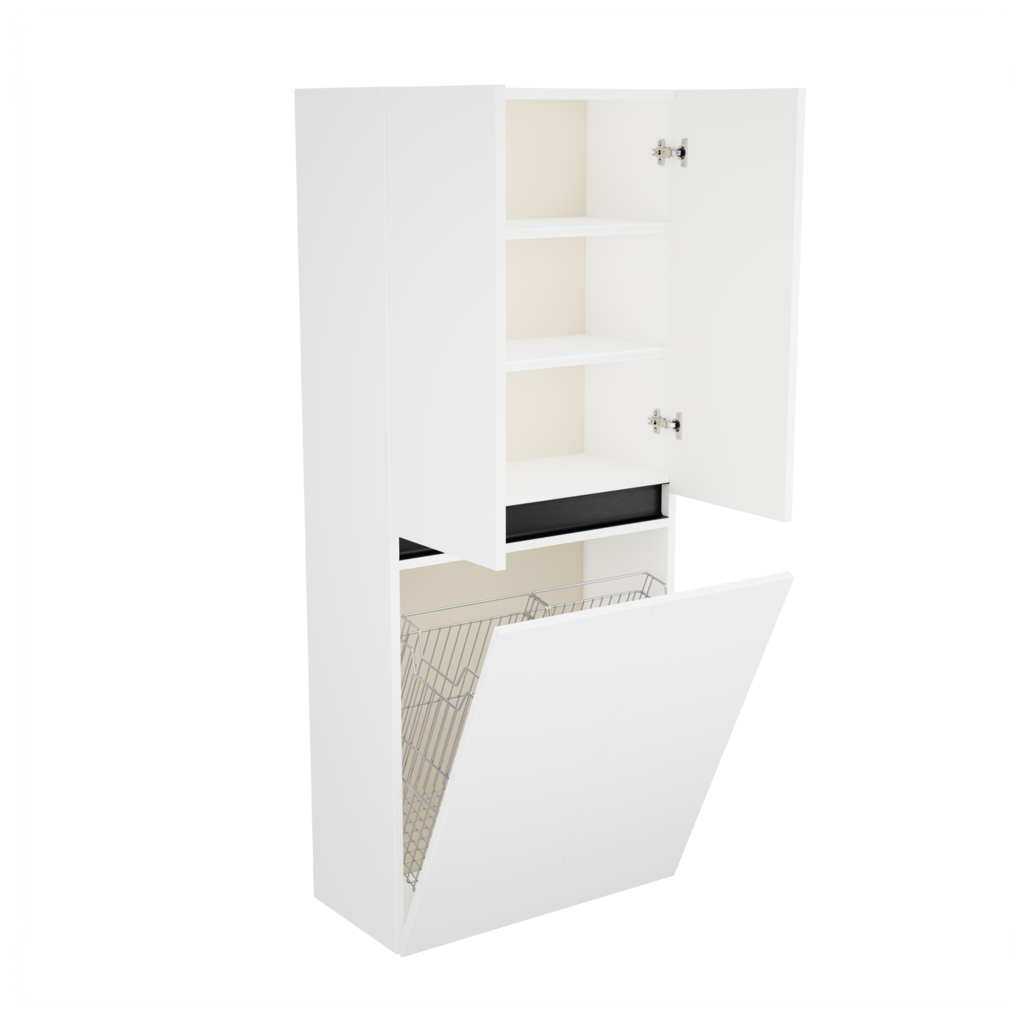 Zeist dubbele hogekast met wasmand (Mat wit) 5