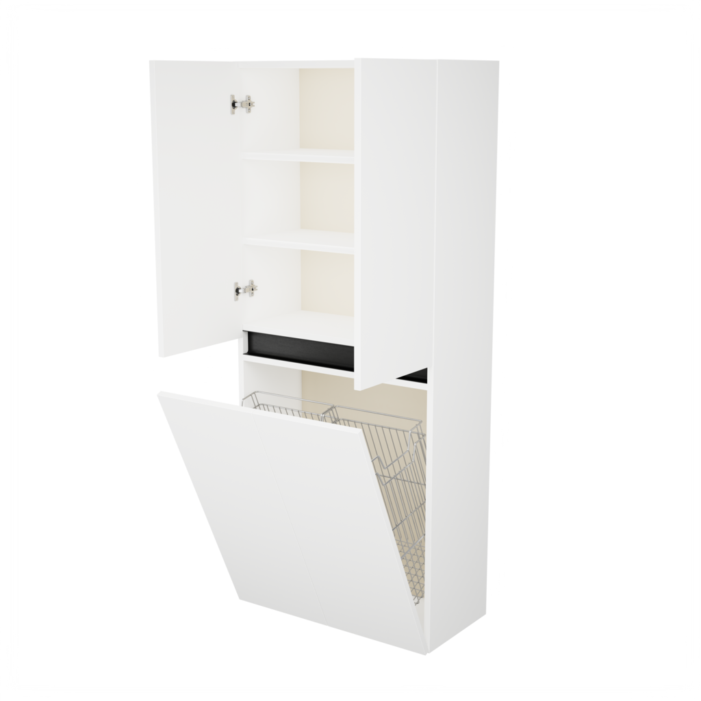 Zeist dubbele hogekast met wasmand (Mat wit) 7