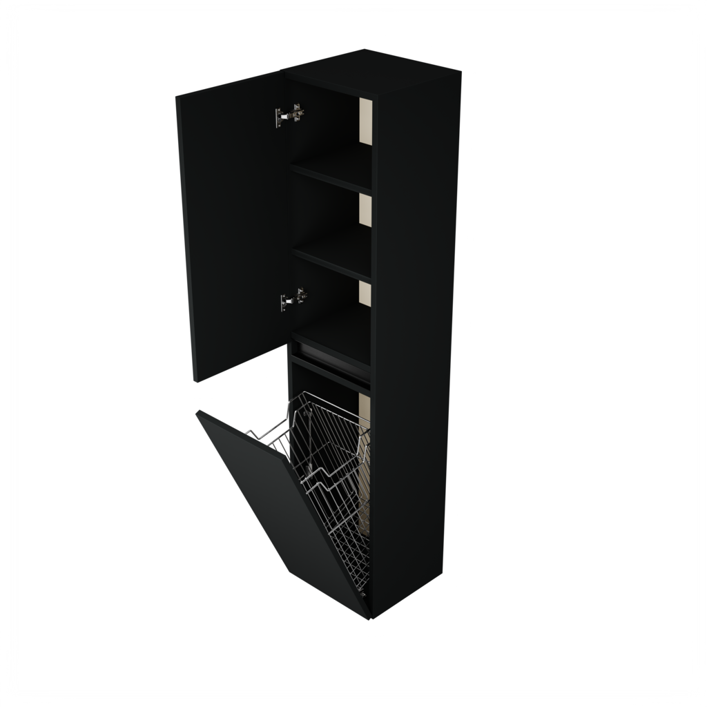 Zeist hogekast met wasmand (Donkerzwart) 3