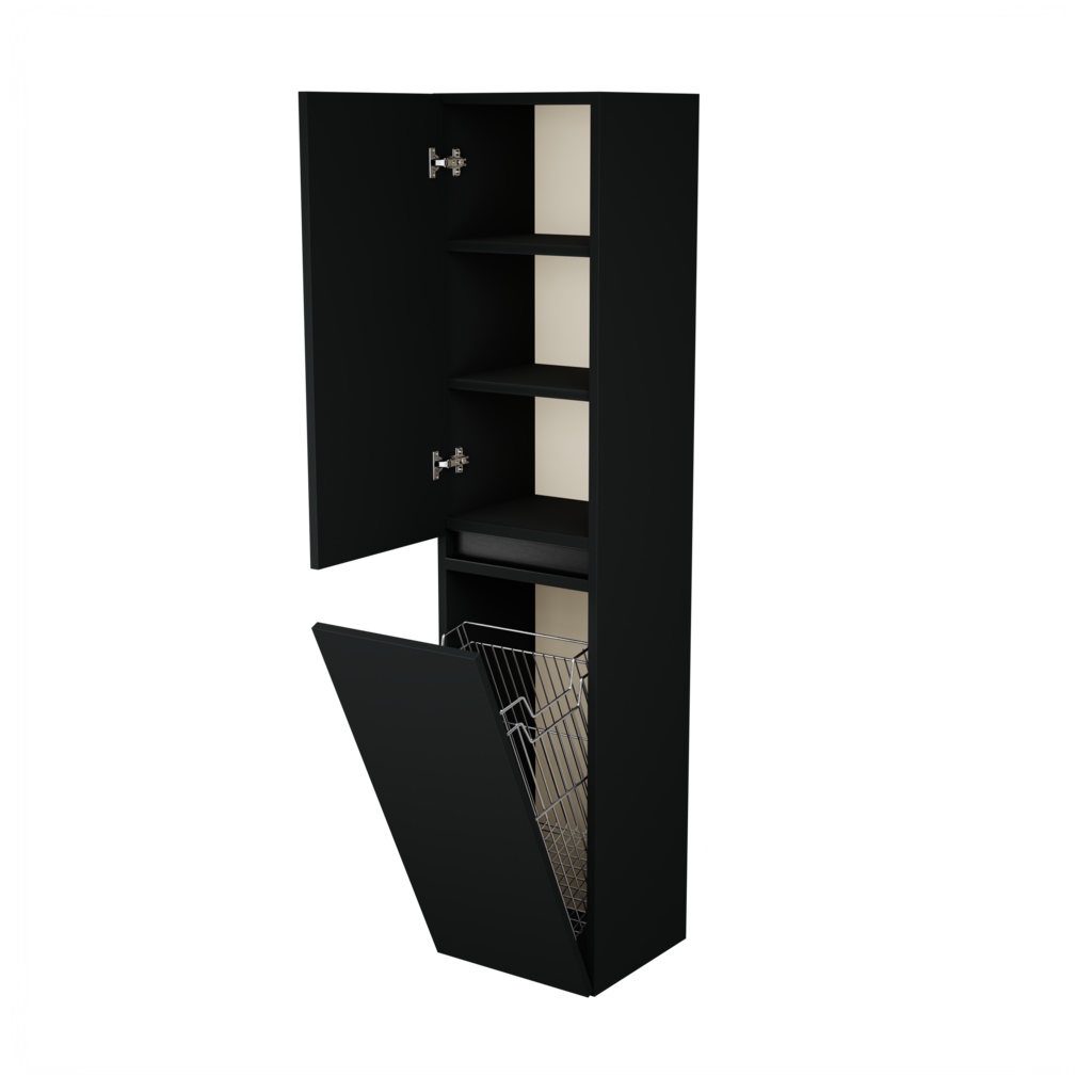 Zeist hogekast met wasmand (Donkerzwart) 7