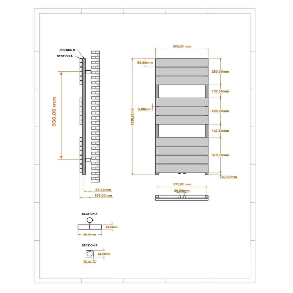 [20434047] Lipsi Aluminium Radiator 60x123 cm Mat Wit 600