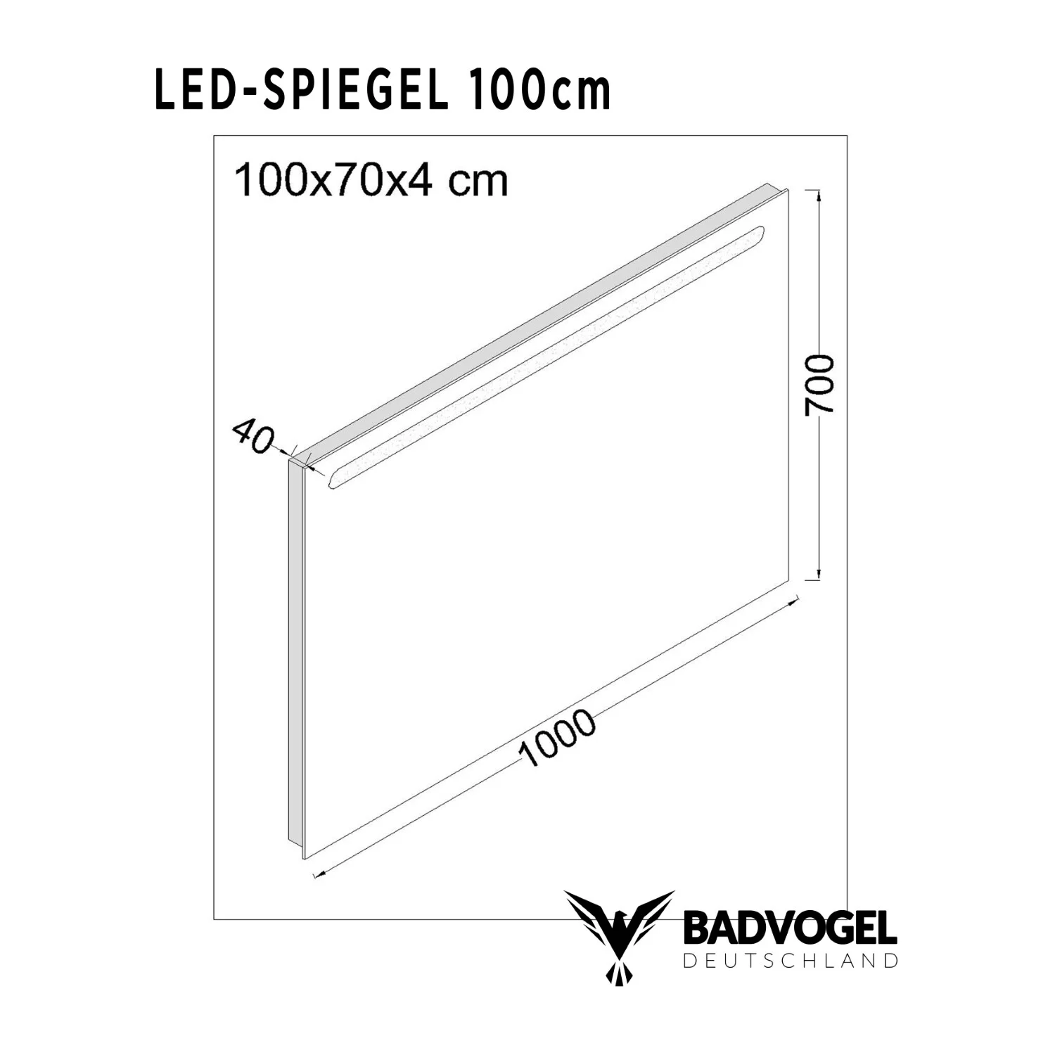 Rechthoekige led spiegel aanraakschakelaar-on/off-spiegel opwarming glass (100x70) 3004