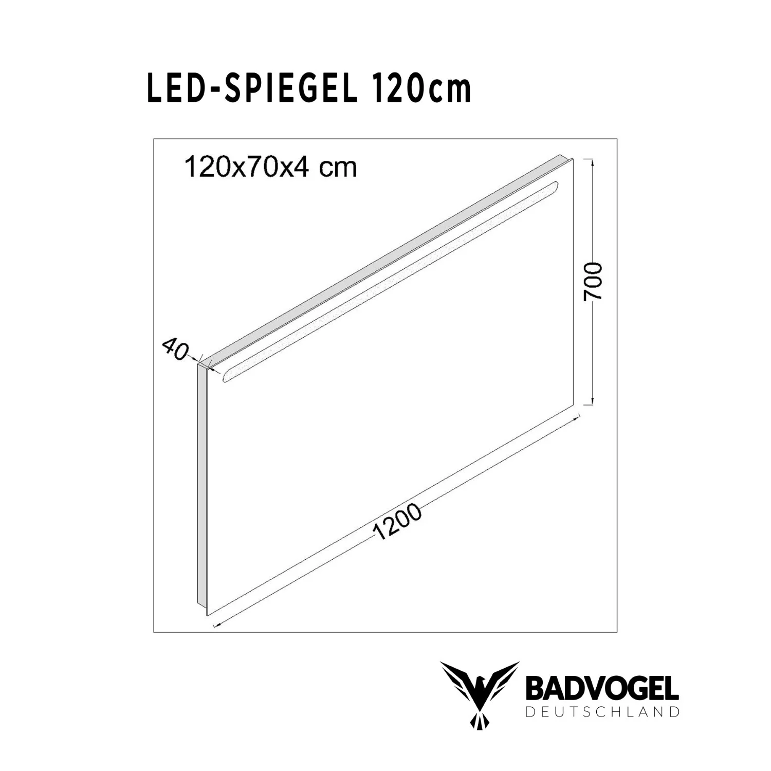 Rechthoekige led spiegel aanraakschakelaar-on/off-spiegel opwarming glass (120x70 cm) 3005