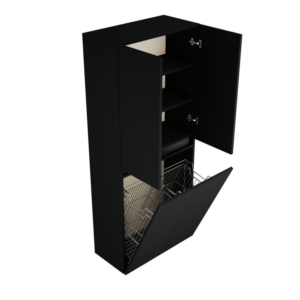 Zeist dubbele hogekast met wasmand