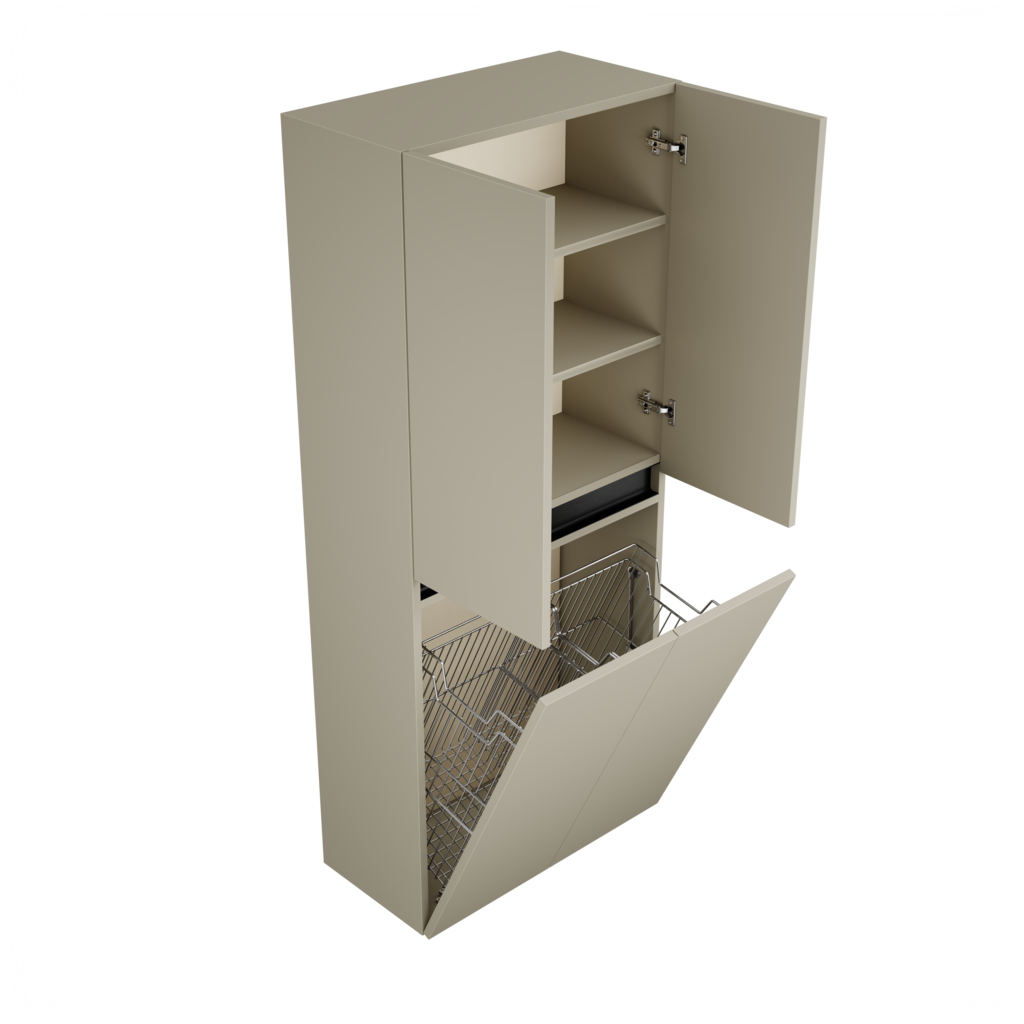 Zeist dubbele hogekast met wasmand (Taupe)