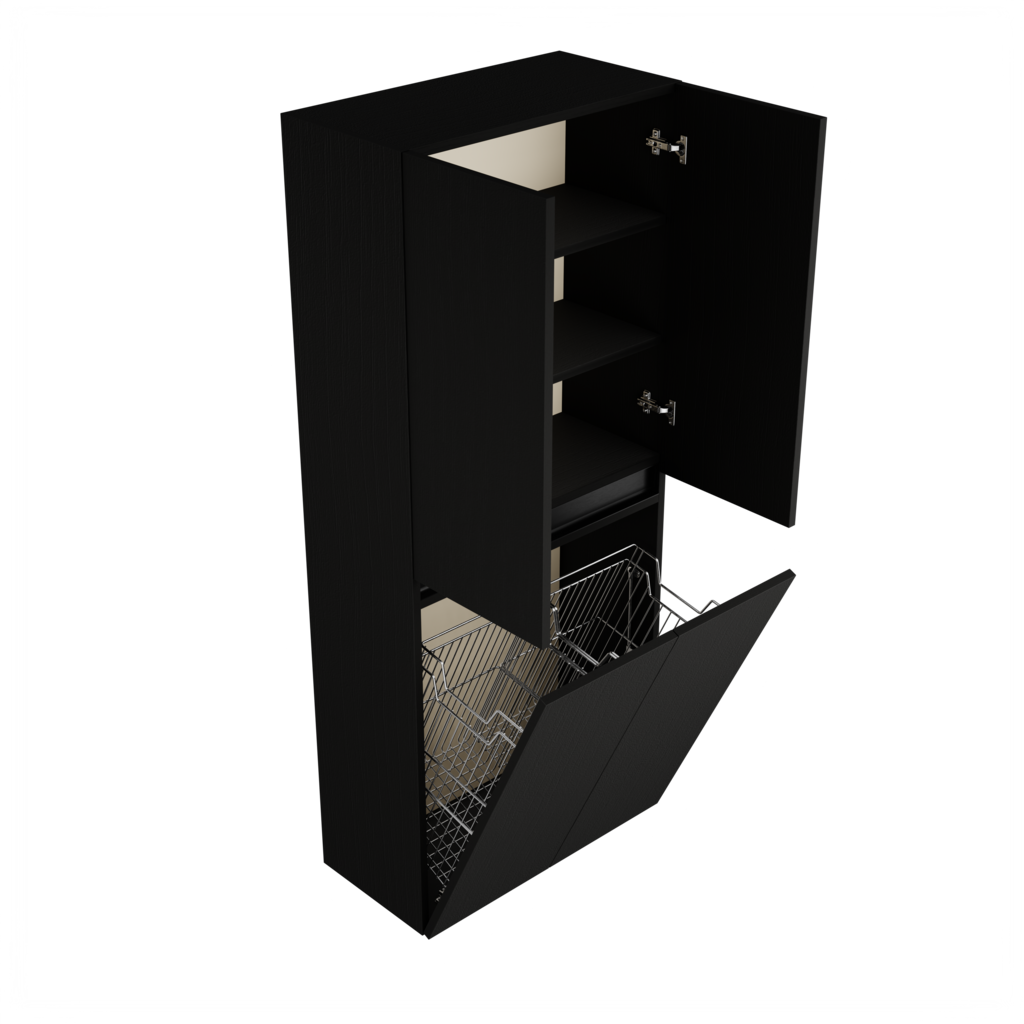 Zeist dubbele hogekast met wasmand