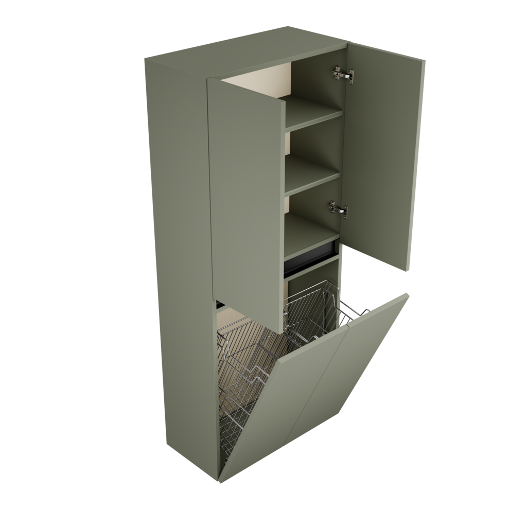 Zeist dubbele hogekast met wasmand