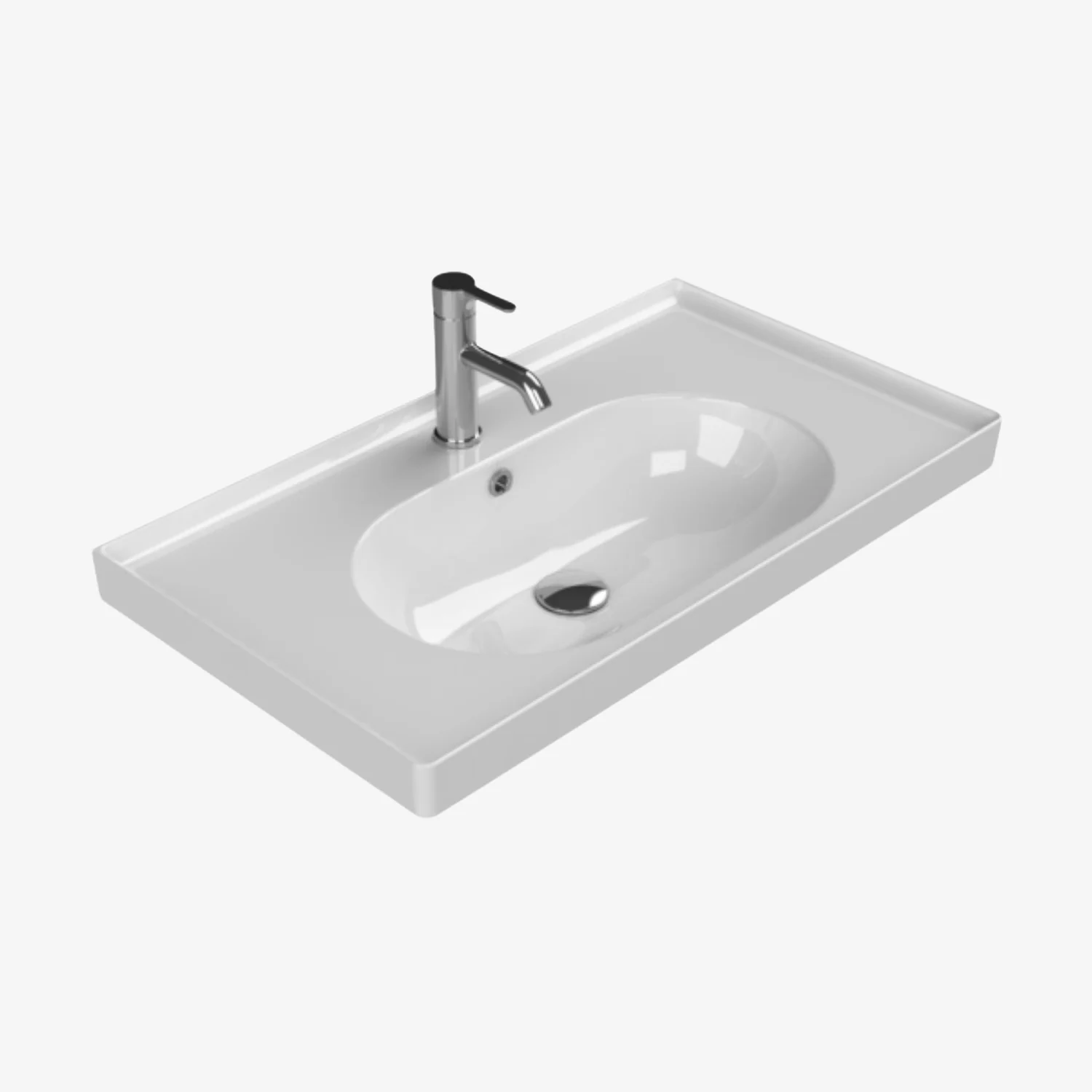 [10512047] Arya keramische wastafel 80 cm Hoogglans wit