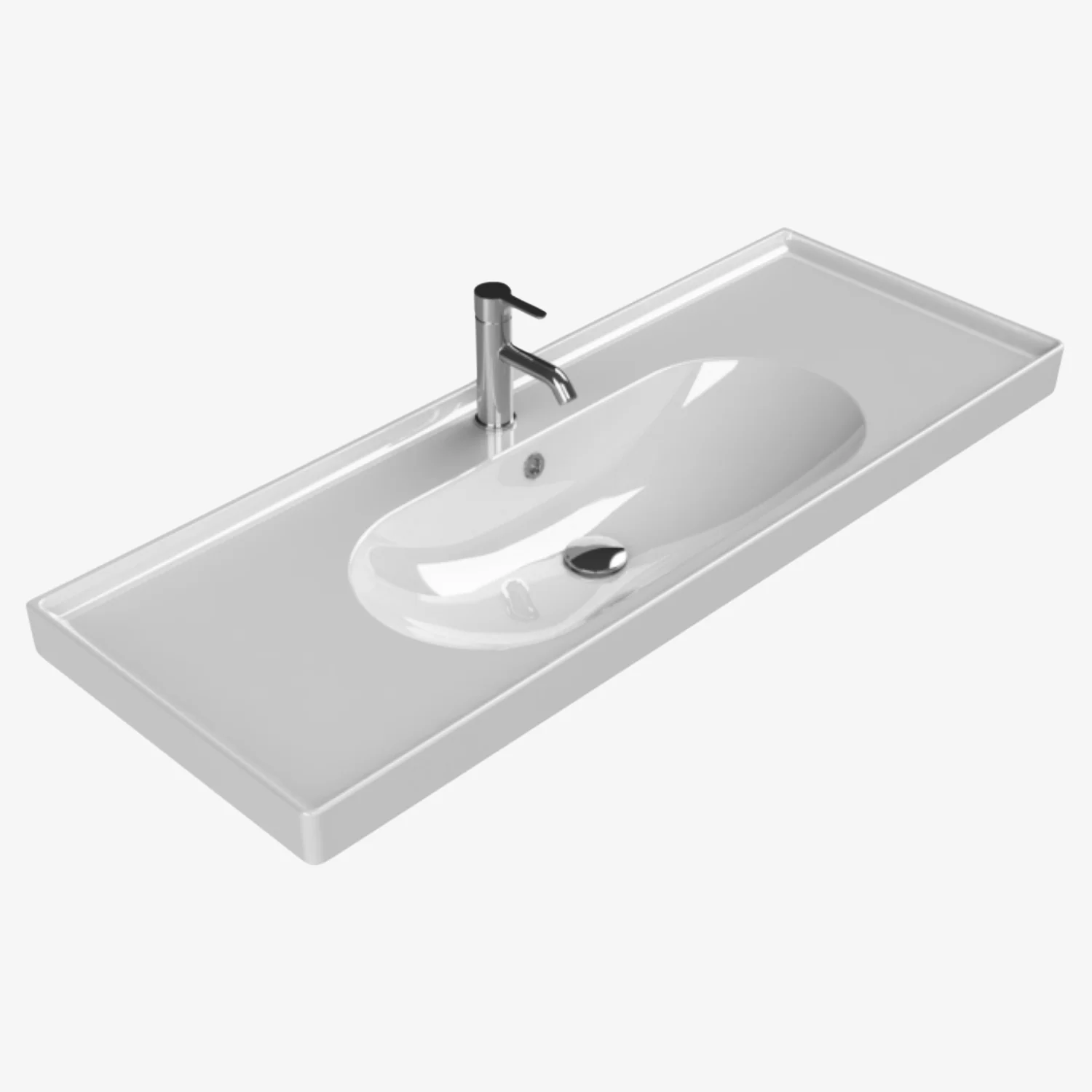 [10512053] Arya keramische wastafel 120 cm Hoogglans wit