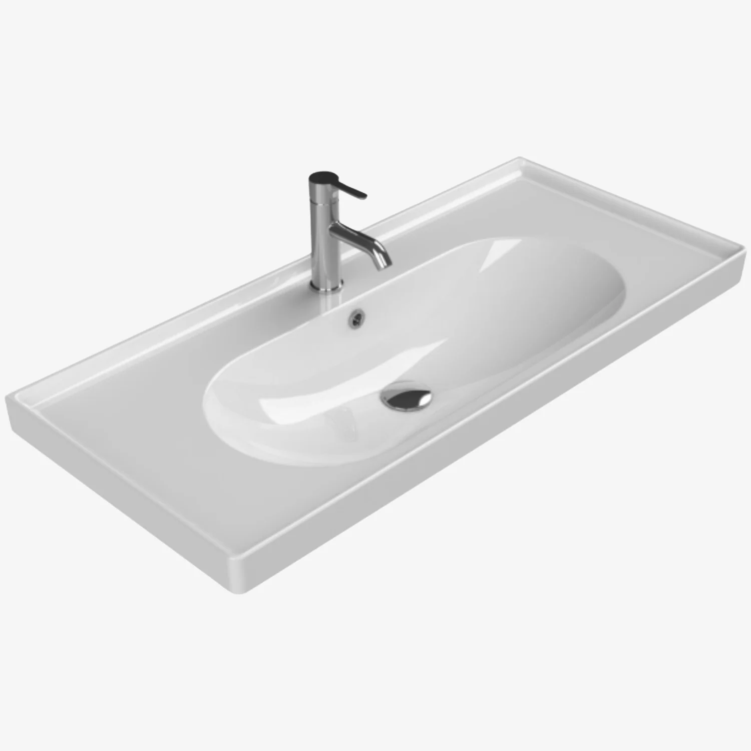 [10512296] Arya keramische wastafel 120 cm Mat wit