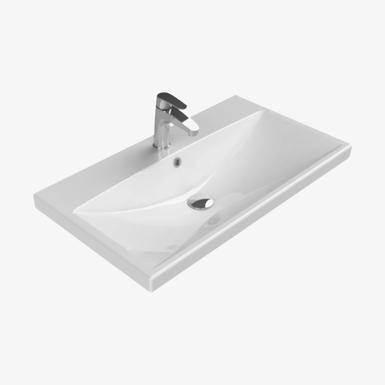 Elite keramische wastafel 80 cm Mat wit