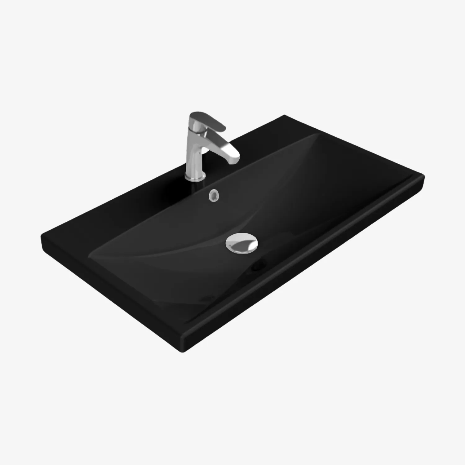 Elite keramische wastafel 80 cm Mat zwart