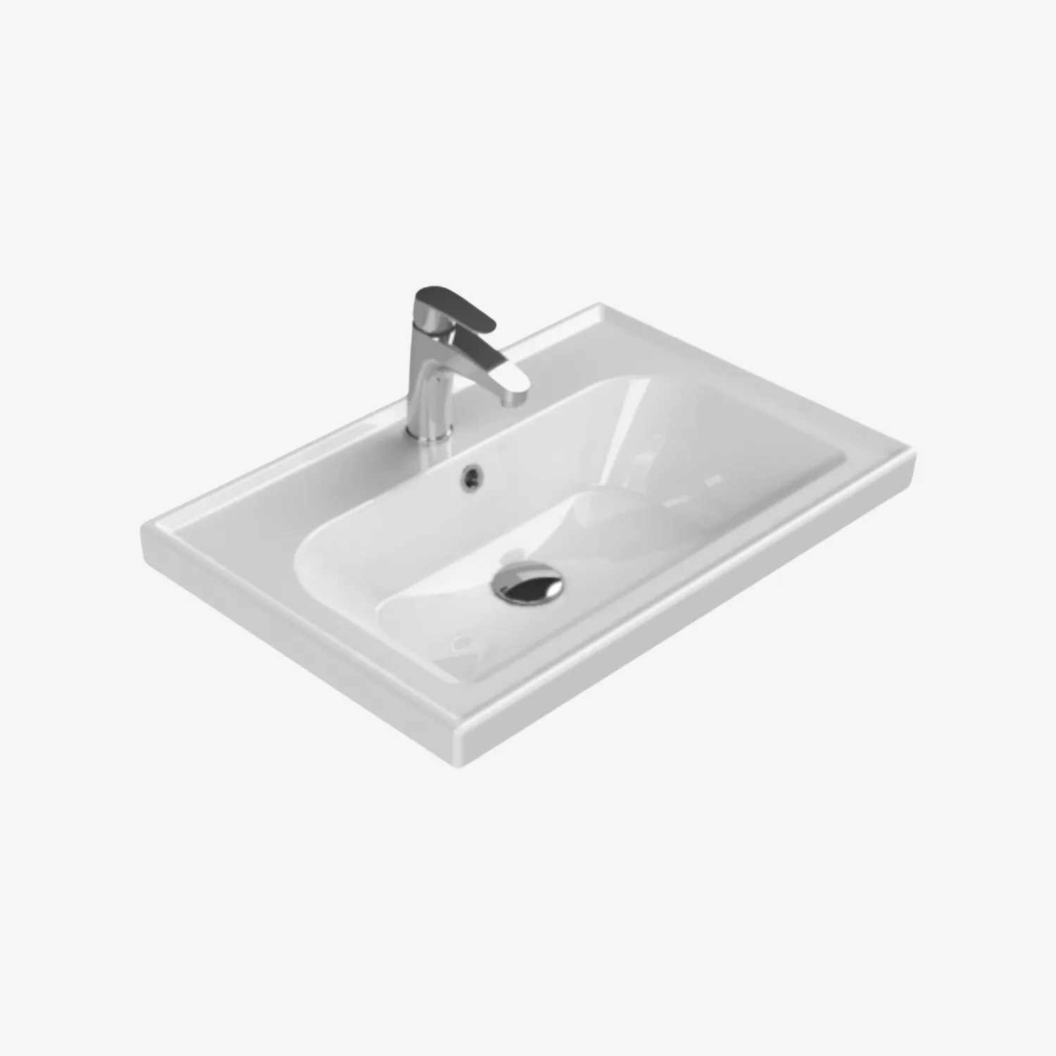 Frame keramische wastafel 65 cm Mat wit