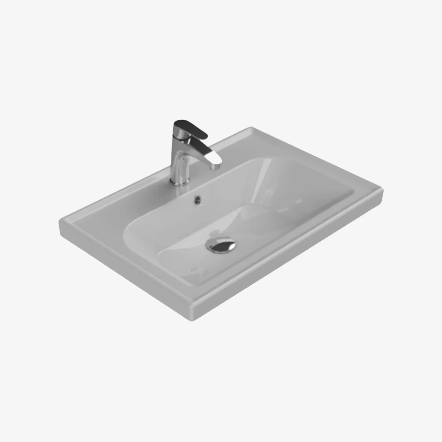 Frame keramische wastafel 65 cm Mat grijs