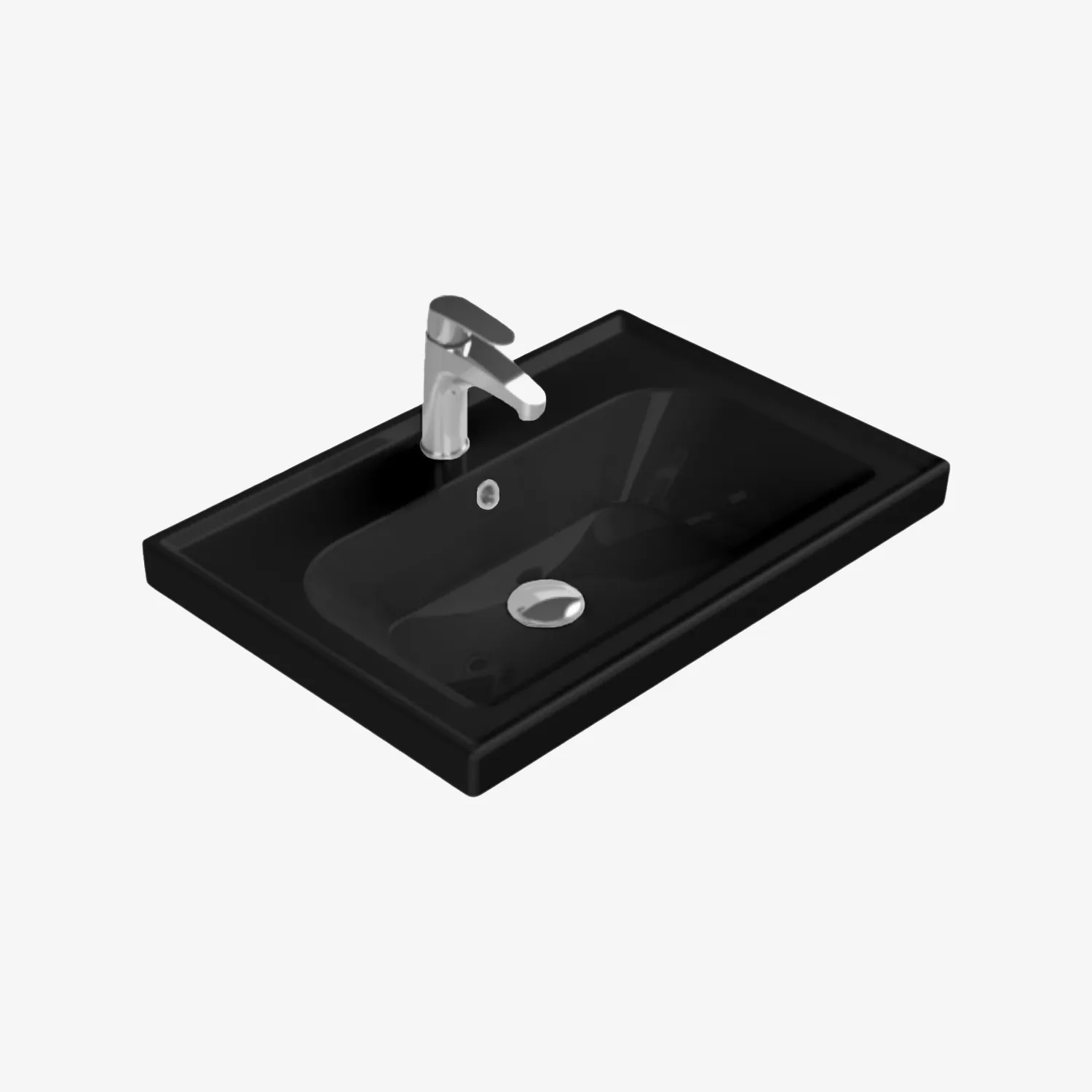 Frame keramische wastafel 65 cm Mat zwart