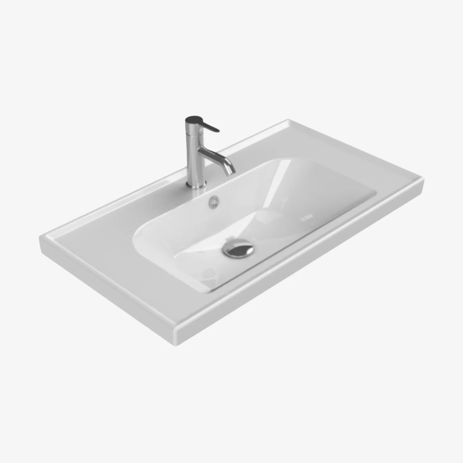 Frame keramische wastafel 80 cm Mat wit