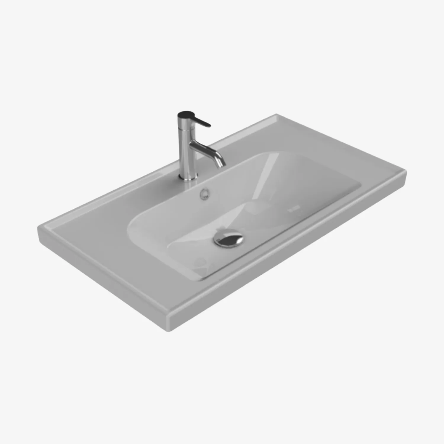 Frame keramische wastafel 80 cm Mat grijs