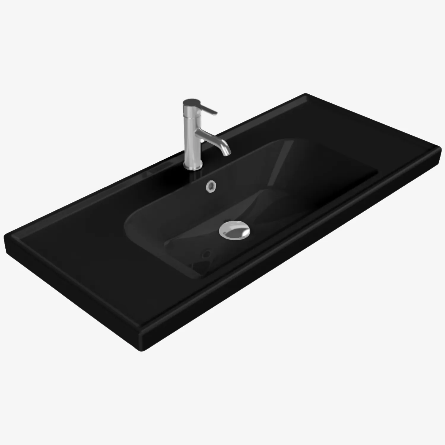 Frame keramische wastafel 100 cm Mat zwart